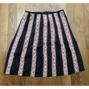 Ann Taylor Silk Skirt Cottage Academia Women’s Size 8 Embroidered Tapestry Lined